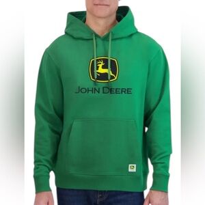 New John Deere Green Hoodie Sweater with Yellow Logo - Men's Pullover Sweater